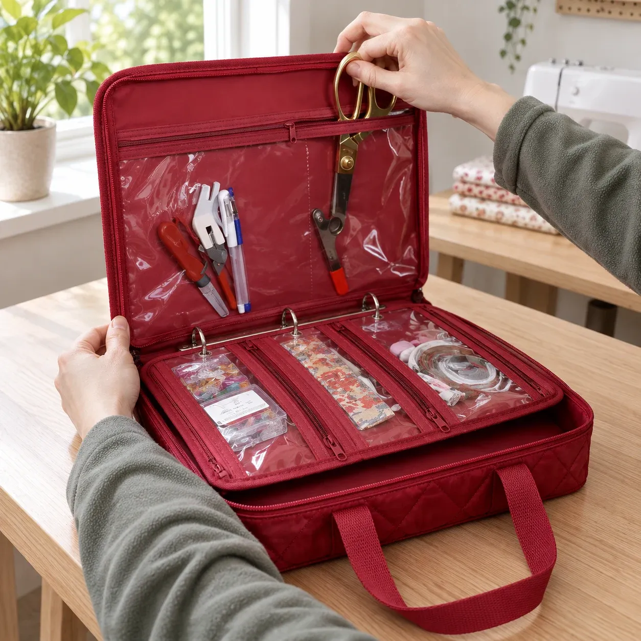 Maisie Sewing Binder Bag · Red